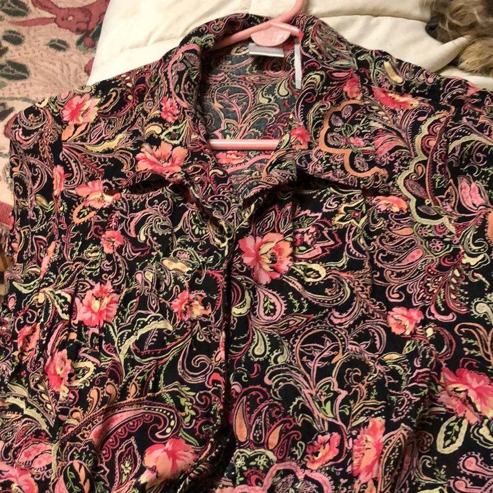Pink and black blouse